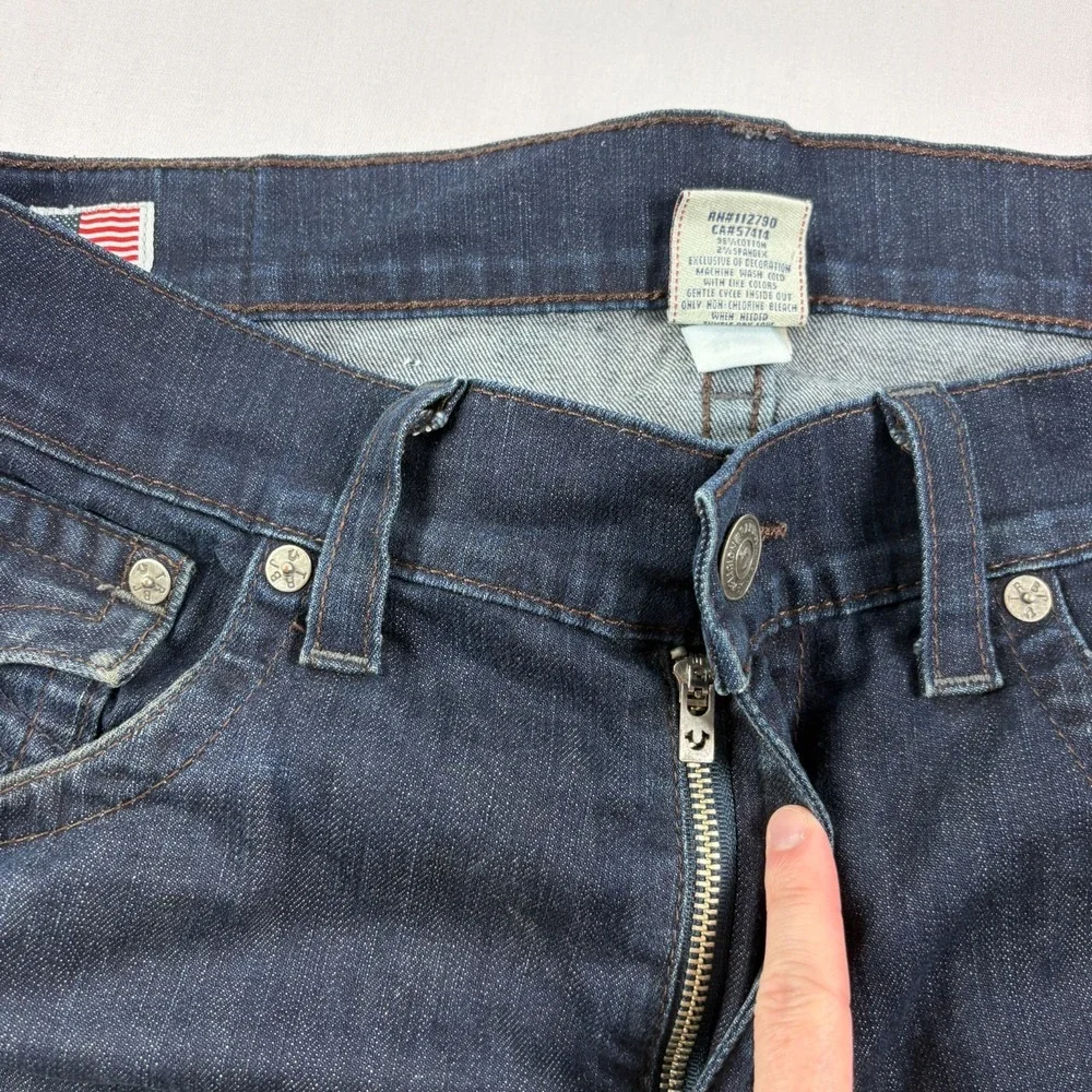 True Religion Jeans Mens 36 (Fits 38x34) Blue Ricky‎ Straight Leg Flap Pockets